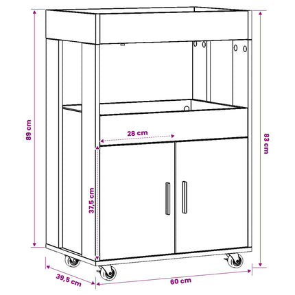 Barvogn Artisan-eg 60 x 39,5 x 89 cm Konstrueret træ