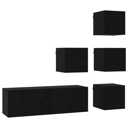 TV-møbelsæt 5 pcs 100 x 30 x 30 cm Sort eg Konstrueret træ