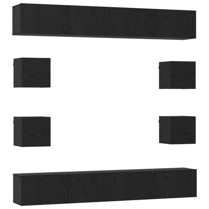 TV-møbelsæt 8 pcs 100 x 30 x 30 cm Sort eg Konstrueret træ