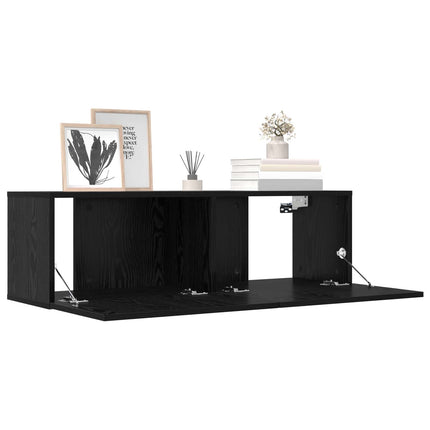 TV-møbelsæt 8 pcs 100 x 30 x 30 cm Sort eg Konstrueret træ