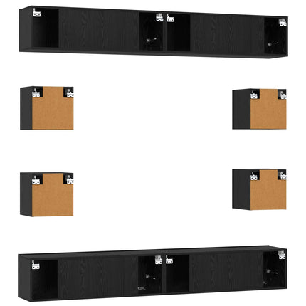 TV-møbelsæt 8 pcs 100 x 30 x 30 cm Sort eg Konstrueret træ