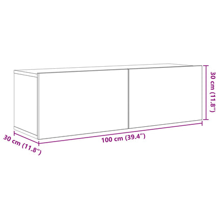 TV-møbelsæt 8 pcs 100 x 30 x 30 cm Sort eg Konstrueret træ