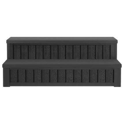 Hot Tub Trin med Opbevaring 2-Trins Sort 93 x 57 x 35 cm PP