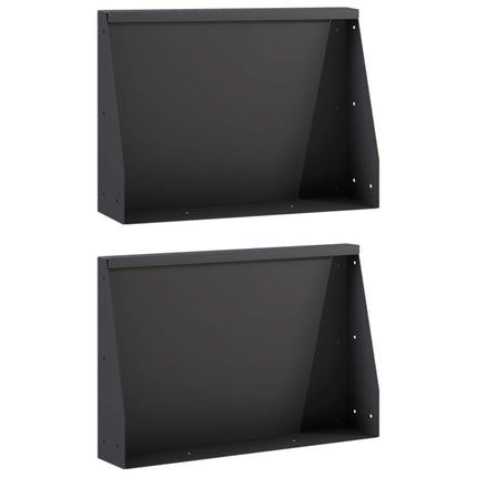 Støttemur 2 stk. 60 x 12 x 30 cm Stål Sort
