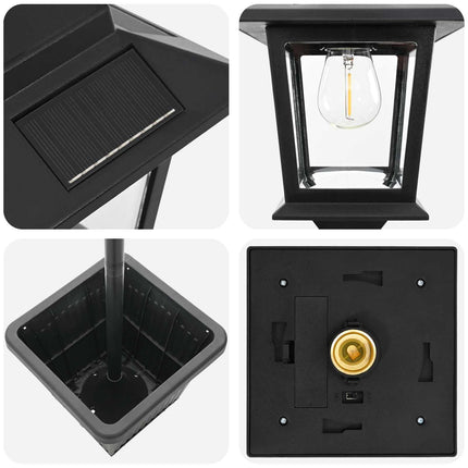 Solarlampe med plantekasse with LED Bulb Sort 32 x 32 x 158 cm