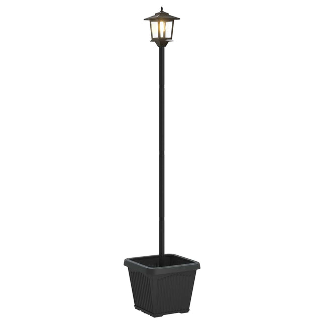 Solarlampe med plantekasse with LED Bulb Sort 32 x 32 x 158 cm