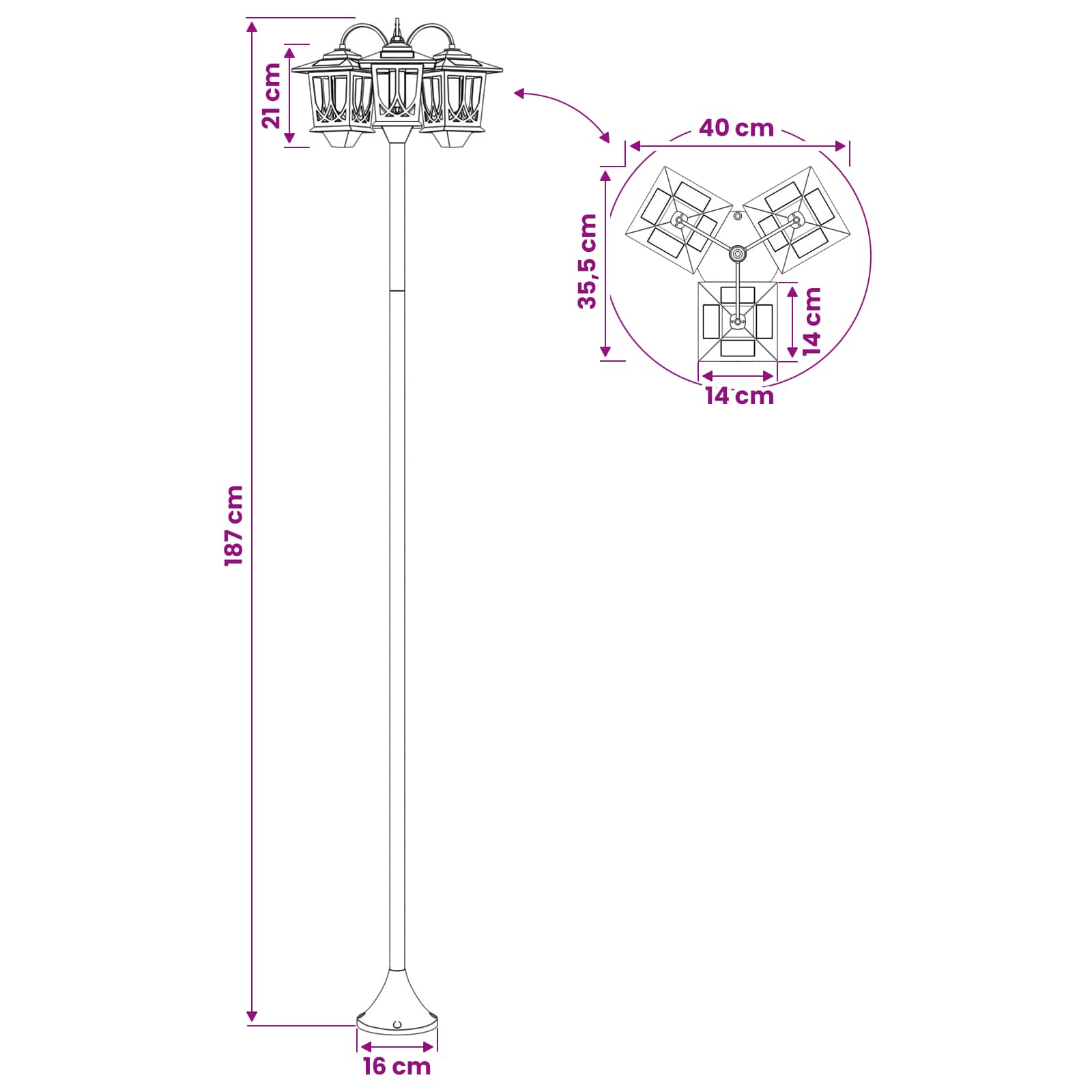 Udesolarlampe with LED Bulb Sort
