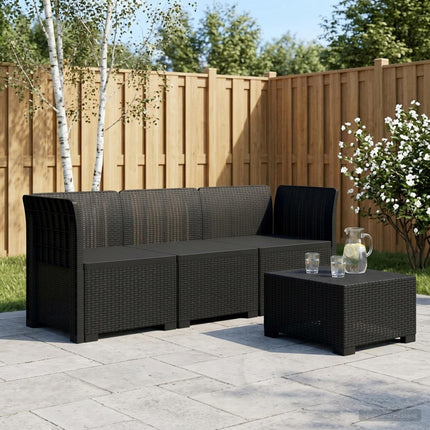 3-personers Havemøbel Sofa Rattan Look PP Antracit