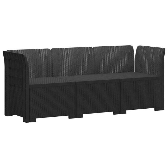 3-personers Havemøbel Sofa Rattan Look PP Antracit