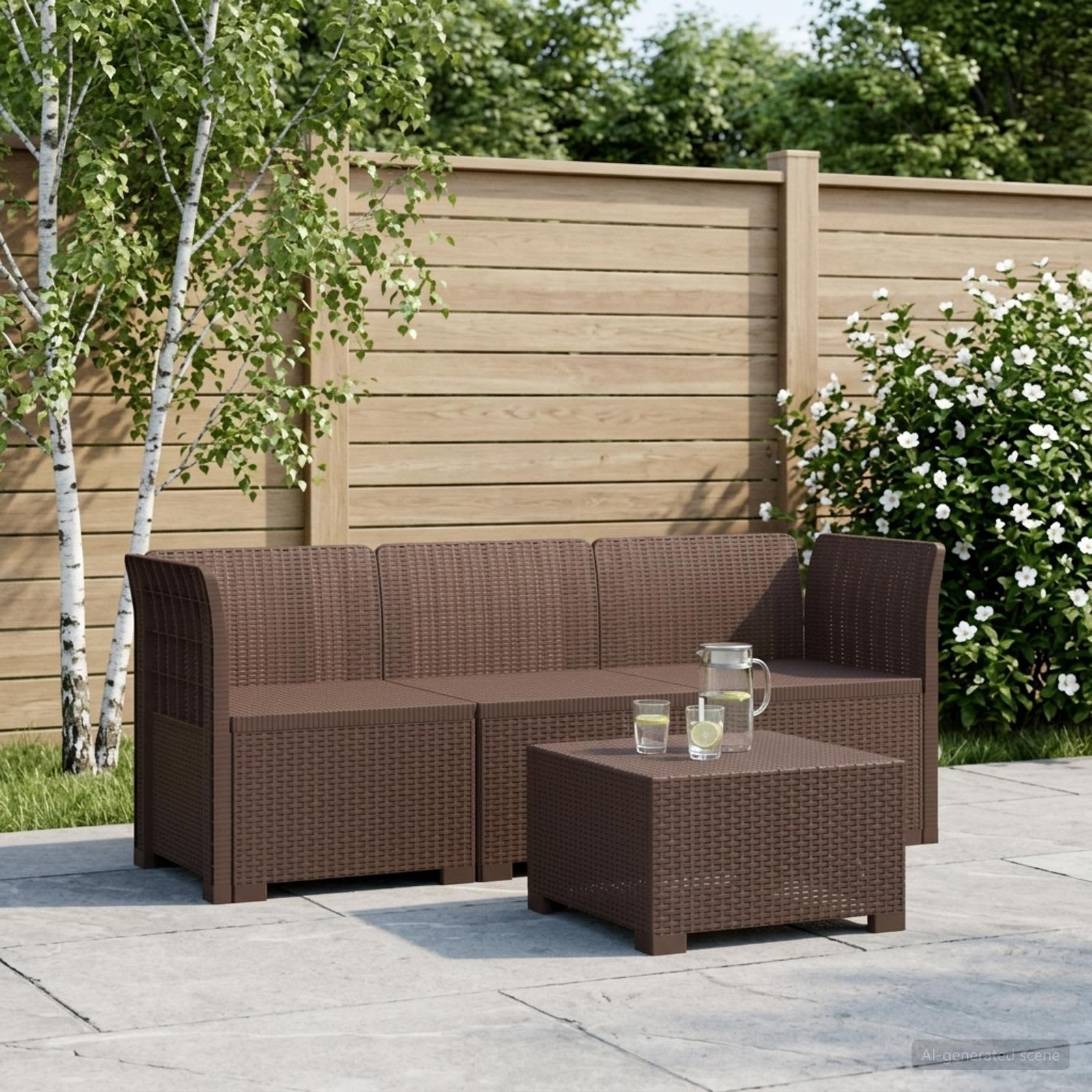 3-personers Have Sofa Rattan Look PP Brun