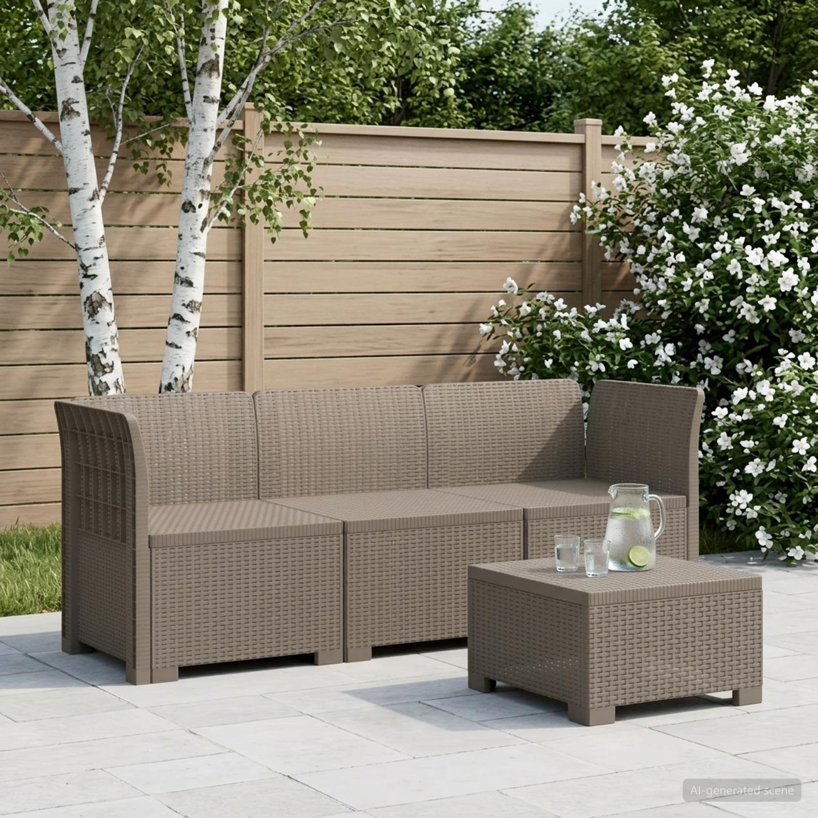 3-personers Have Sofa Rattan Look PP Lysegr