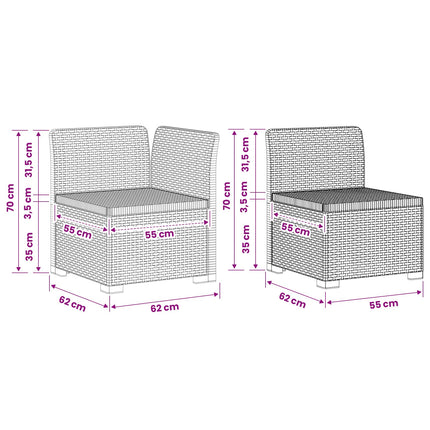 3-personers Have Sofa Rattan Look PP Lysegrå