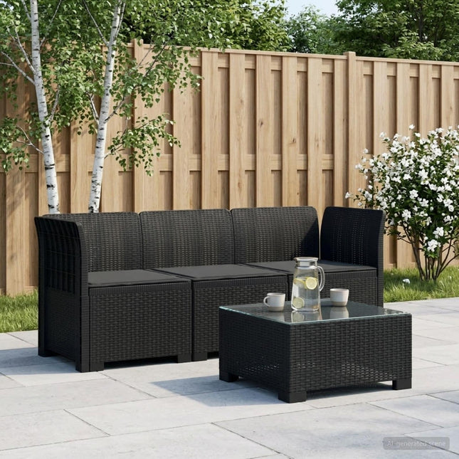 3-personers havensofa med puder i rattanlook PP Antracit
