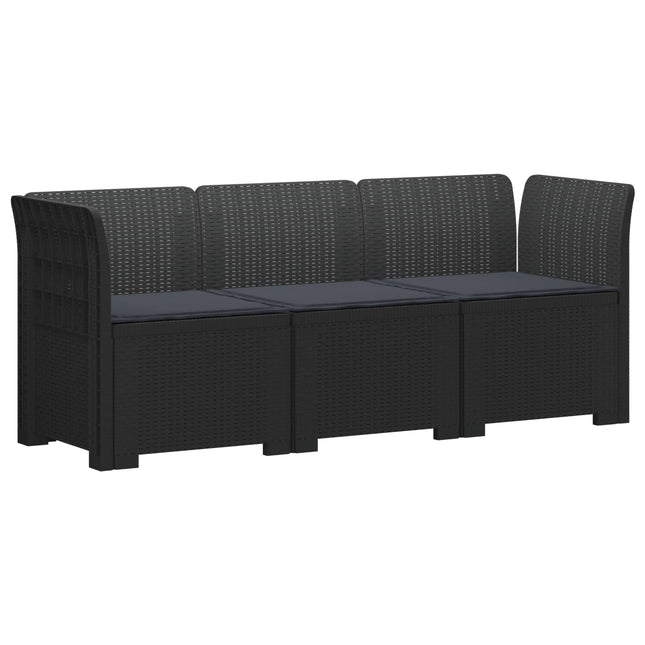 3-personers havensofa med puder i rattanlook PP Antracit