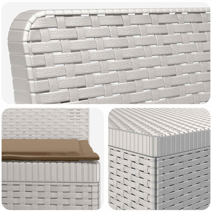 3-personers havensofa med puder i rattanlook PP Hvid