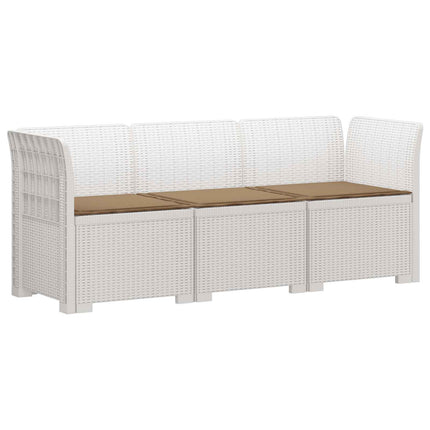 3-personers havensofa med puder i rattanlook PP Hvid