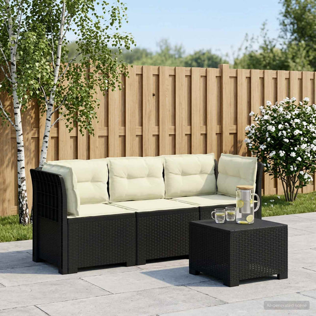 3-personers havensofa med puder i rattanlook PP Antracit