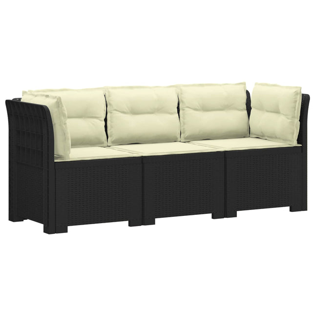 3-personers havensofa med puder i rattanlook PP Antracit