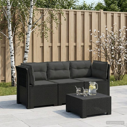 3-personers havensofa med puder i rattanlook PP Antracit