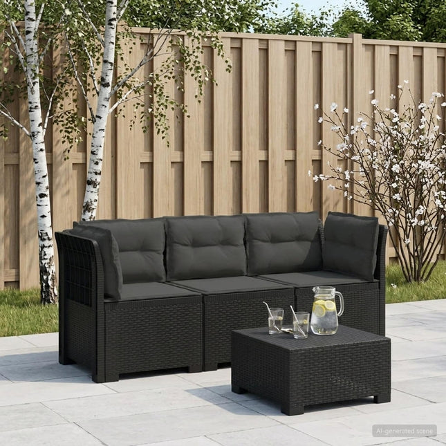 3-personers havensofa med puder i rattanlook PP Antracit