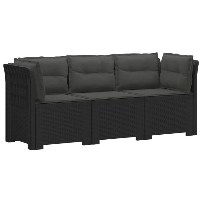 3-personers havensofa med puder i rattanlook PP Antracit