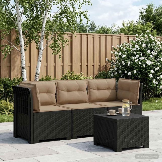 3-personers havensofa med puder i rattanlook PP Antracit
