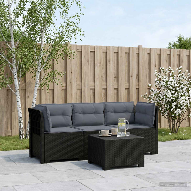 3-personers havensofa med puder i rattanlook PP Antracit