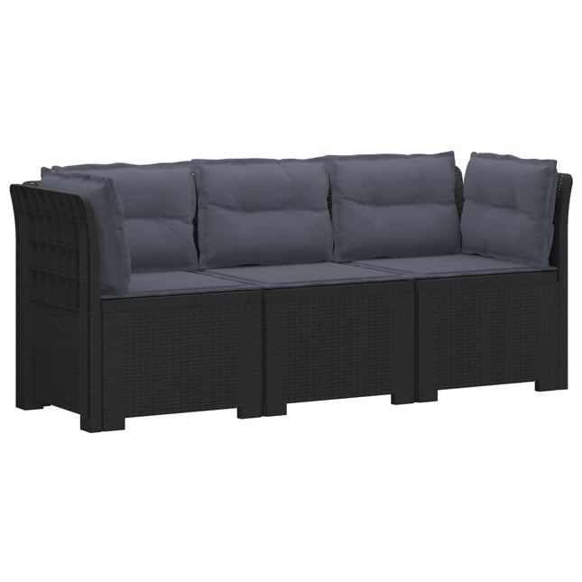 3-personers havensofa med puder i rattanlook PP Antracit