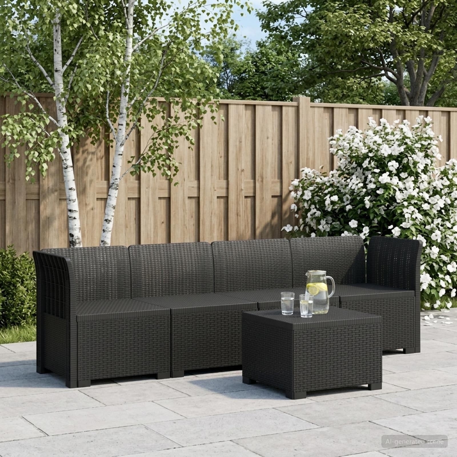 vidaXL 4-personers have-sofa i rattan-look PP Antracit