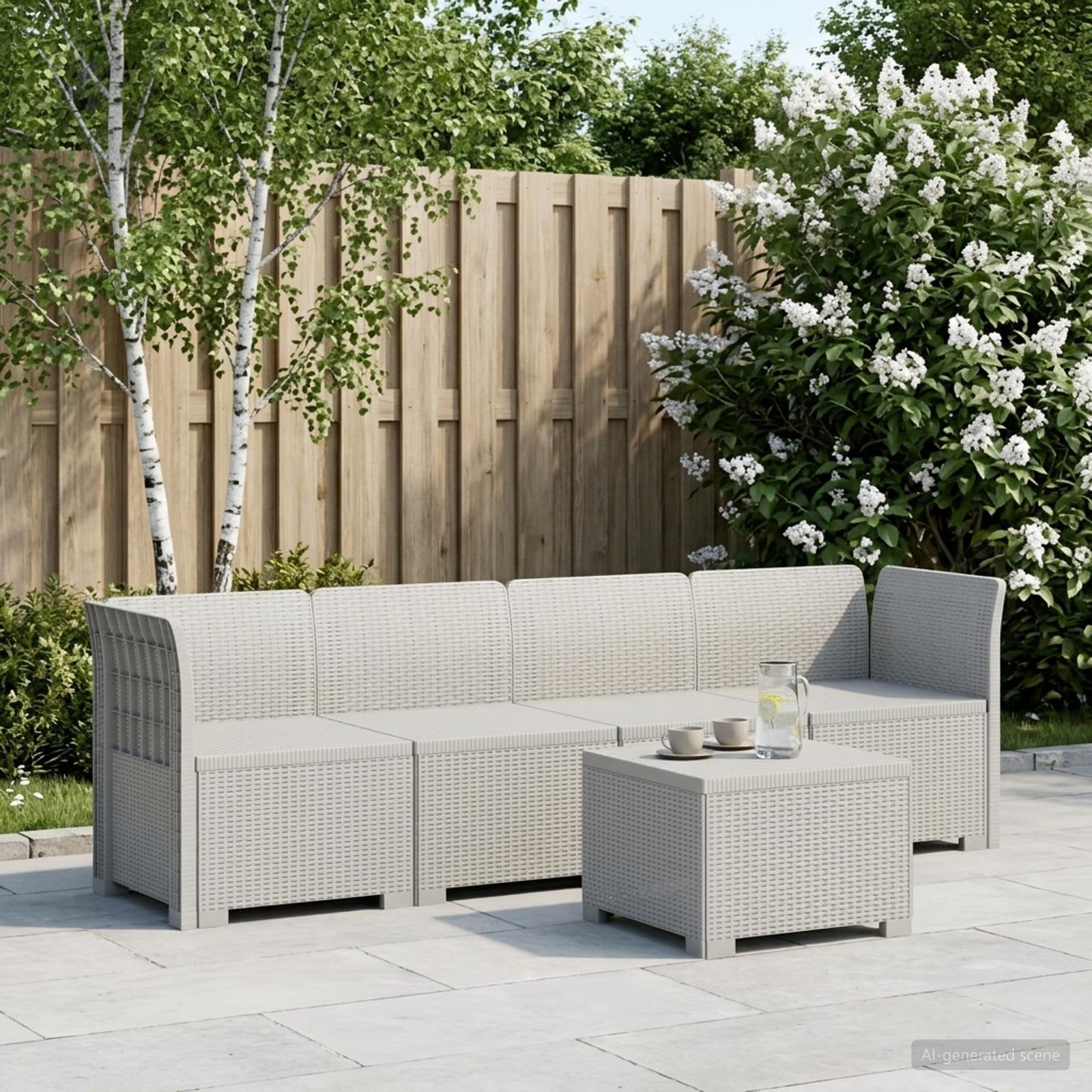 4-personers have-sofa i rattan-look PP Hvid