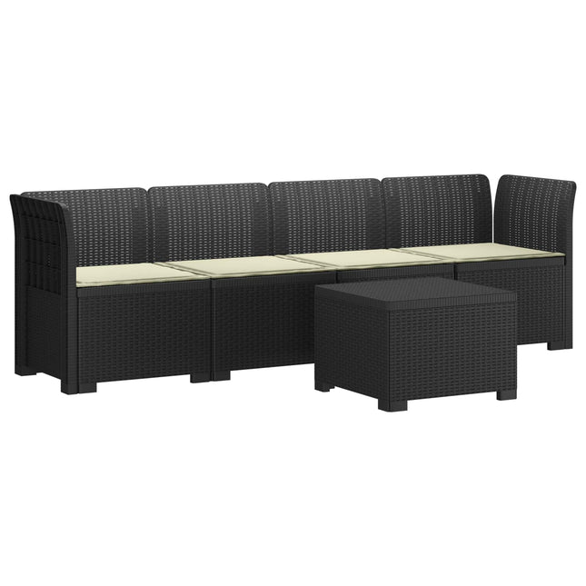 4-personers have-sofa med puder i rattan-look PP Antracit