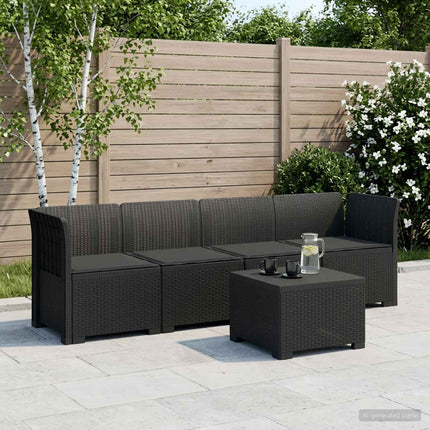 4-personers have-sofa med puder i rattan-look PP Antracit