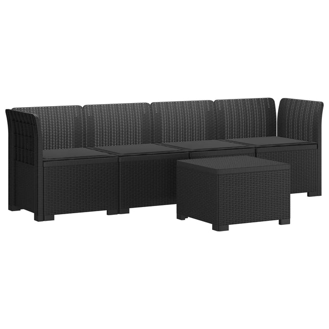 4-personers have-sofa med puder i rattan-look PP Antracit