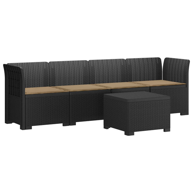4-personers have-sofa med puder i rattan-look PP Antracit