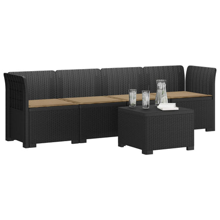 4-personers have-sofa med puder i rattan-look PP Antracit
