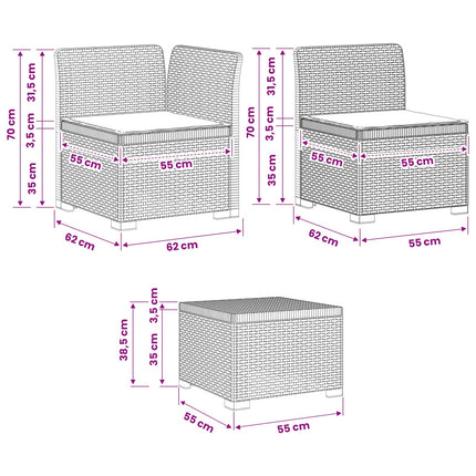 4-personers have-sofa med puder i rattan-look PP Antracit