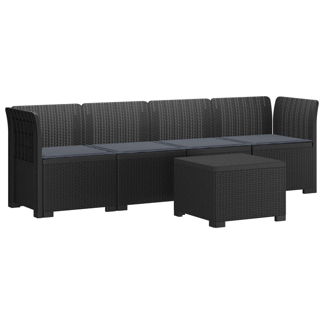 4-personers have-sofa med puder i rattan-look PP Antracit