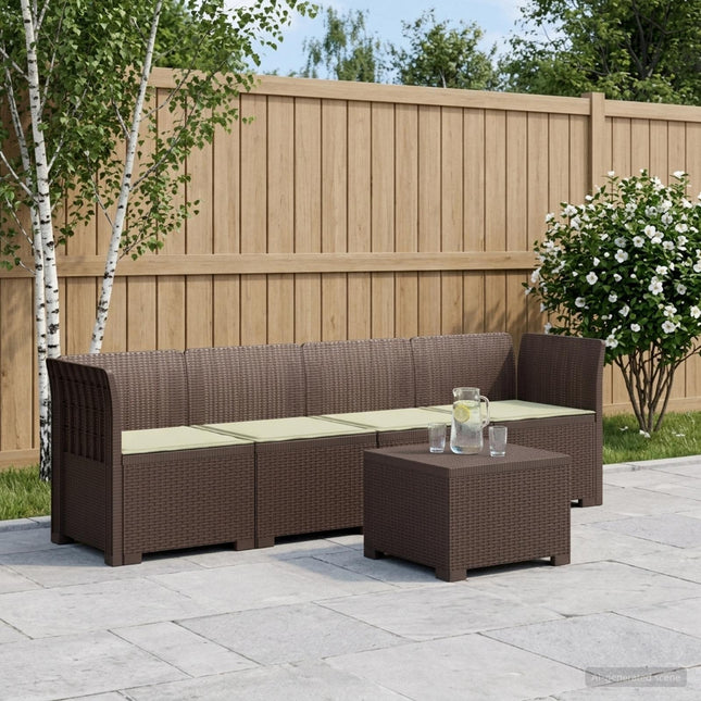 4-personers have-sofa med puder i rattan-look PP Brun