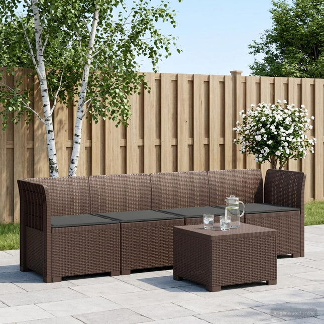 4-personers have-sofa med puder i rattan-look PP Brun