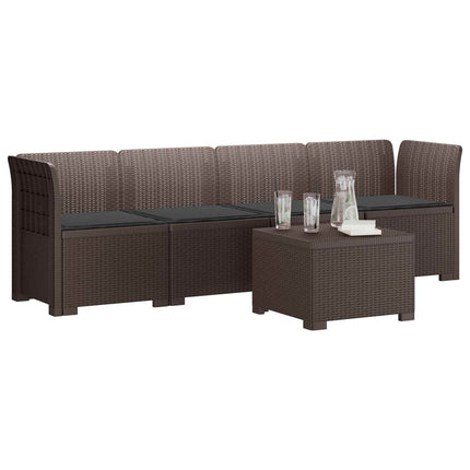 4-personers have-sofa med puder i rattan-look PP Brun