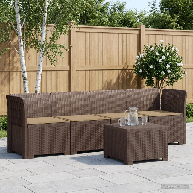 4-personers have-sofa med puder i rattan-look PP Brun