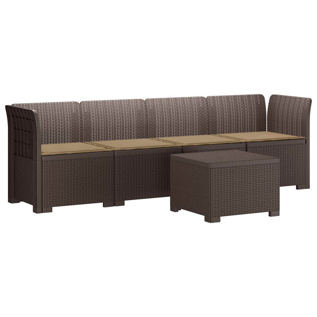 4-personers have-sofa med puder i rattan-look PP Brun