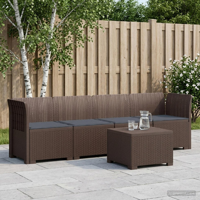 4-personers have-sofa med puder i rattan-look PP Brun