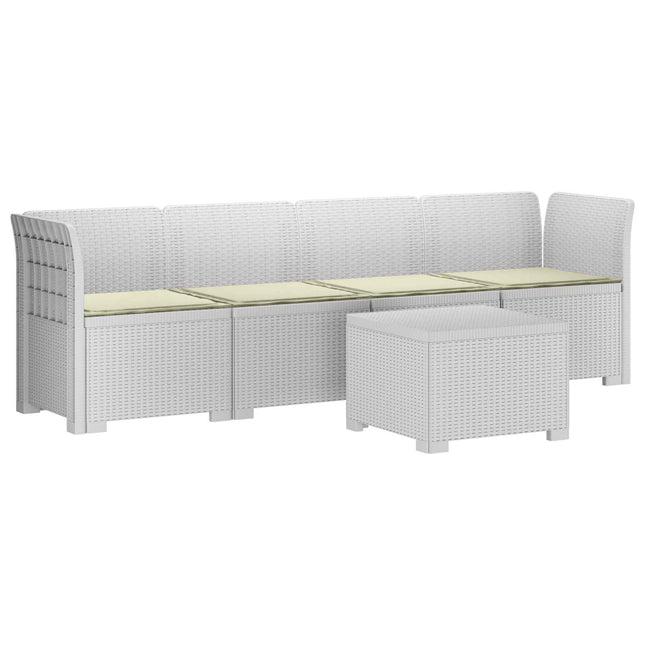 4-personers have-sofa med puder i rattan-look PP Hvid