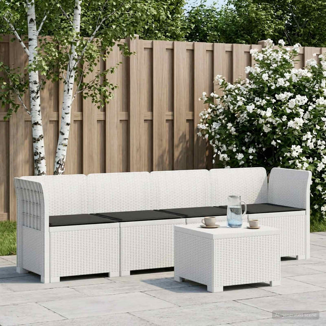 4-personers have-sofa med puder i rattan-look PP Hvid