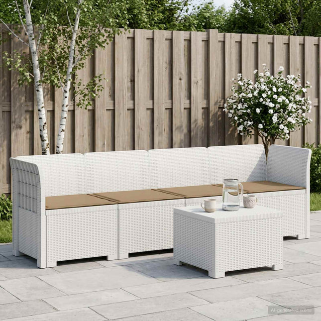 4-personers have-sofa med puder i rattan-look PP Hvid
