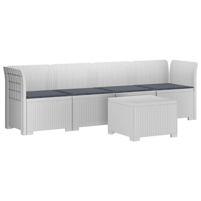 4-personers have-sofa med puder i rattan-look PP Hvid