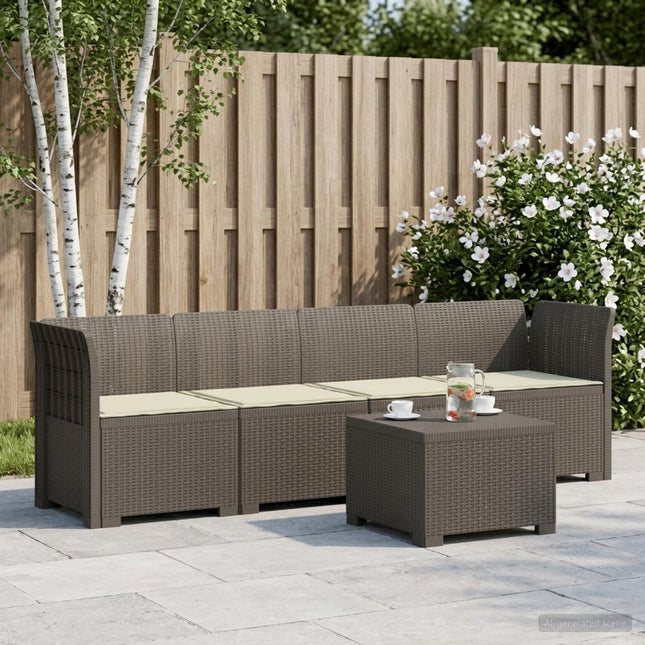 4-personers have-sofa med puder i rattan-look PP Lysegrå