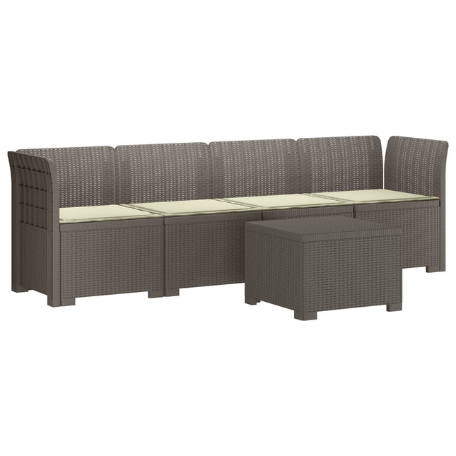 4-personers have-sofa med puder i rattan-look PP Lysegrå