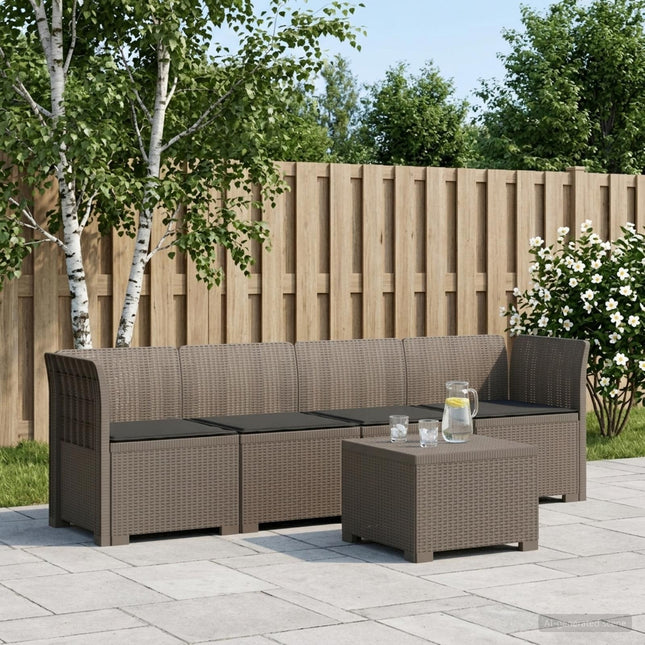 4-personers have-sofa med puder i rattan-look PP Lysegrå